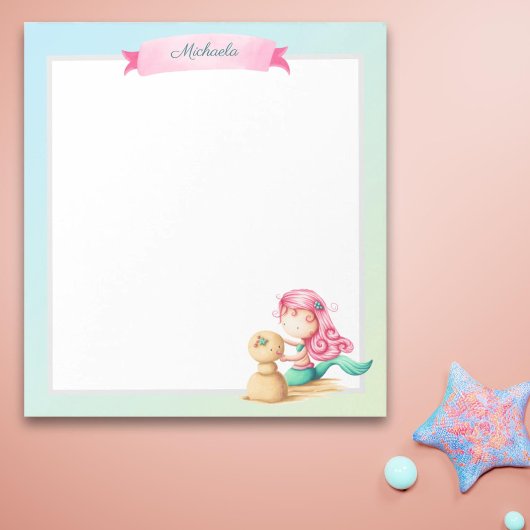 Personalisiertes Pastellmagazin mit rosa Haaren Notizblock