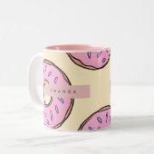 Personalisiertes Pastellrosa-Donut Zweifarbige Tasse (Vorderseite Links)