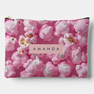 Personalisiertes Pastellrosa Popcorn Zubehörtasche