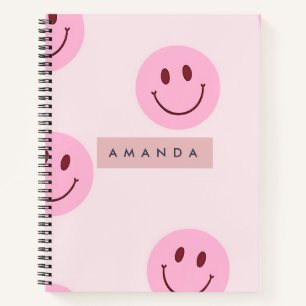 Personalisiertes Pastellrosa Smiley Gesicht Notizblock