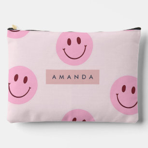 Personalisiertes Pastellrosa Smiley Gesicht Zubehörtasche