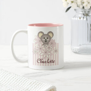 Personalisiertes Pastellrosa Süßes Koala Mädchen K Zweifarbige Tasse