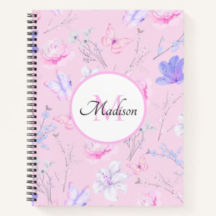 Personalisiertes Pastellrosa Wasserfarben-Blumenbu Notizblock