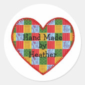 Personalisiertes Patchwork-Muster Handgefertigt Runder Aufkleber (Vorderseite)