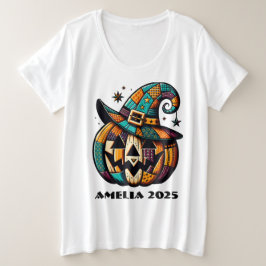 Personalisiertes Patchwork Pumpen Halloween Große Größe T-Shirt