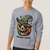 Personalisiertes Patchwork Pumpen Halloween Sweatshirt (Vorderseite)