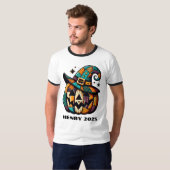 Personalisiertes Patchwork Pumpen Halloween T-Shirt (Vorne ganz)