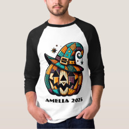 Personalisiertes Patchwork Pumpen Halloween T-Shirt