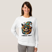 Personalisiertes Patchwork Pumpen Halloween T-Shirt (Vorne ganz)