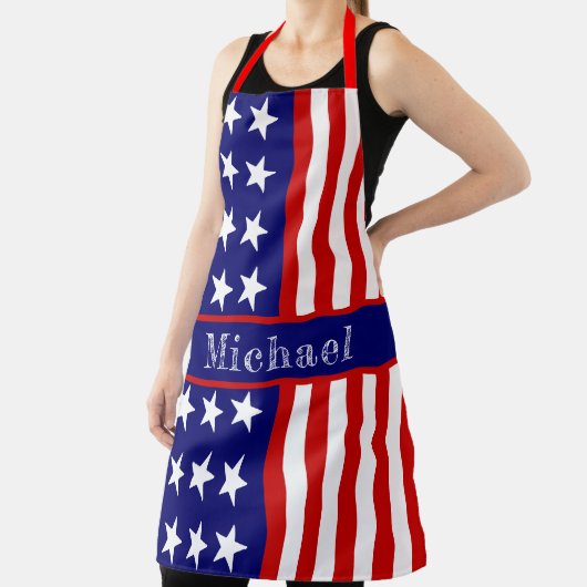 Personalisiertes Patriotic USA-Flag mit dem Namen  Schürze (InSitu)
