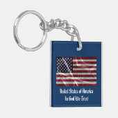 Personalisiertes Patriotic USA Flag Navy Blue, Whi Schlüsselanhänger (Vorderseite links)