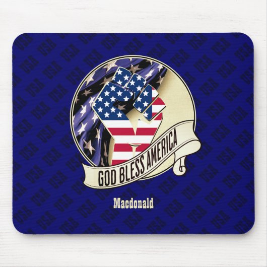 Personalisiertes Patriotic USA Gott segne Amerika Mousepad (Vorne)