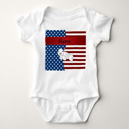 Personalisiertes patriotisches NamensSiegel Baby Strampler (Vorderseite)