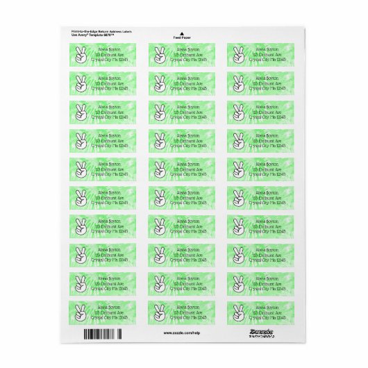 Personalisiertes Peace Sign Return Mailing-Label (Vorne)