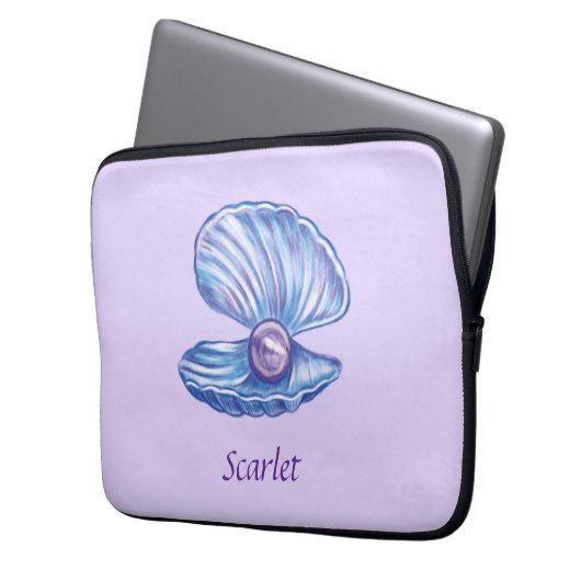 Personalisiertes Pearl Seashell Lila Electronics B Laptopschutzhülle (Vorderseite Links)