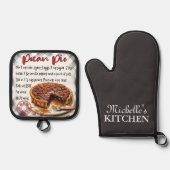 Personalisiertes Pecan Pie Backrezeptur Ofenhandschuh & Topflappen-Set (Vorderseite)