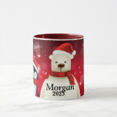 PERSONALISIERTES PENGUIN & BEAR MERRY CHRISTMAS KA TASSE (Zentrum)