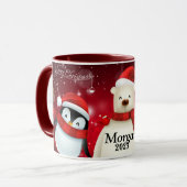 PERSONALISIERTES PENGUIN & BEAR MERRY CHRISTMAS KA TASSE (Vorderseite Links)