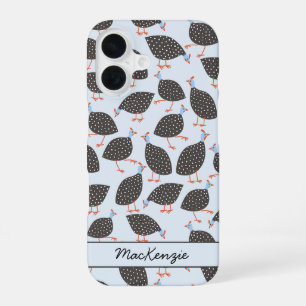 Personalisiertes Perlhuhn-Vogel-Muster iPhone 16 Hülle