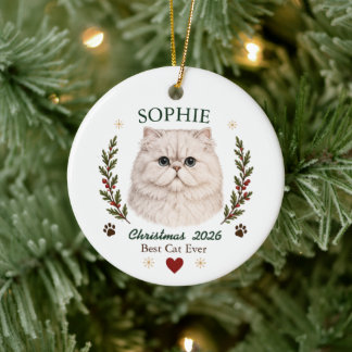 Personalisiertes Perserkatze-Weihnachten Keramik Ornament