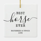 Personalisiertes Pet Best Horse Ever Foto Keramikornament (Rückseite)