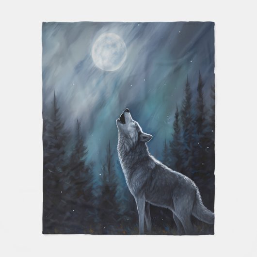 Personalisiertes Pet-Foto | Wolf heult auf dem Mon Fleecedecke (Vorderseite)