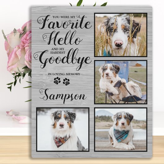 Personalisiertes Pet Loss Foto Collage Pet Memoria Fotoplatte