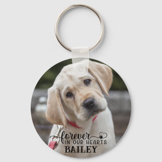 Personalisiertes Pet Memorial 2 Foto Name Heart Pa Schlüsselanhänger (Rückseite)