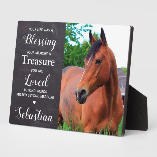 Personalisiertes Pet Memorial Keepake Pferd Foto Fotoplatte (Seite)