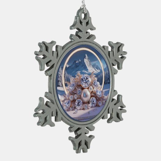 Personalisiertes Pewter Snowflake Ornament (Links)