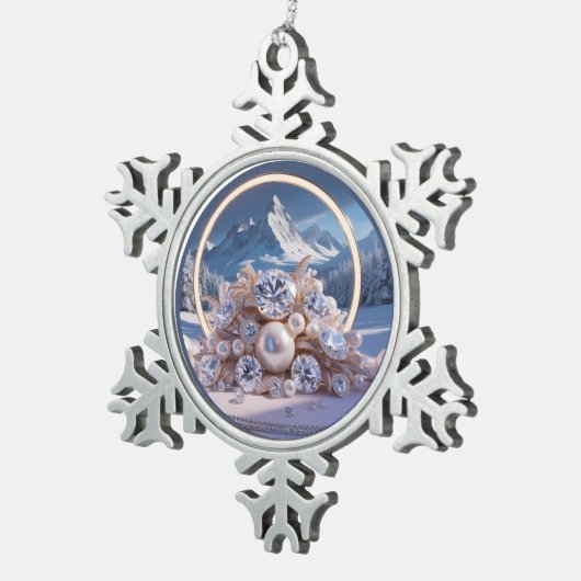 Personalisiertes Pewter Snowflake Ornament (Rechts)