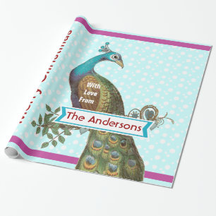 Personalisiertes Pfau-Weihnachtsgeschenkpapier Geschenkpapier