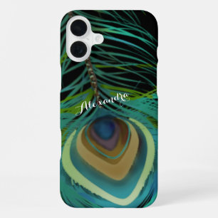 Personalisiertes Pfauenfedern-iPhone-Case iPhone 16 Plus Hülle