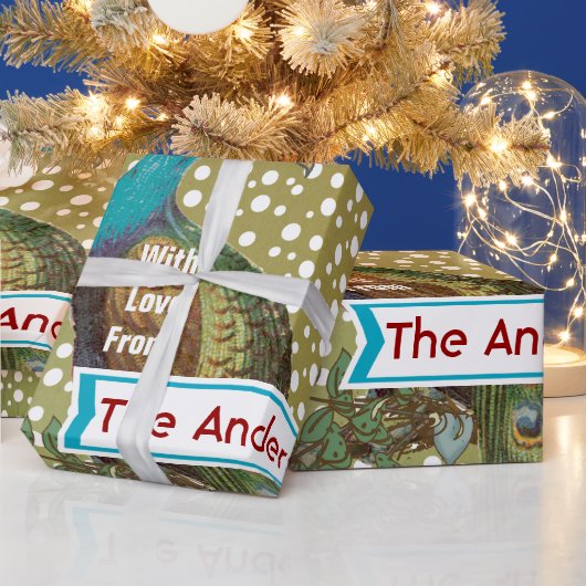 Personalisiertes Pfauenhaus Geschenkpapier (Feiertage)