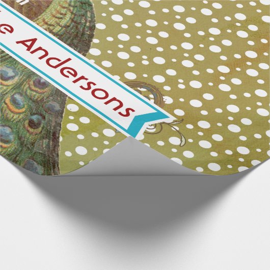 Personalisiertes Pfauenhaus Geschenkpapier (Ecke)