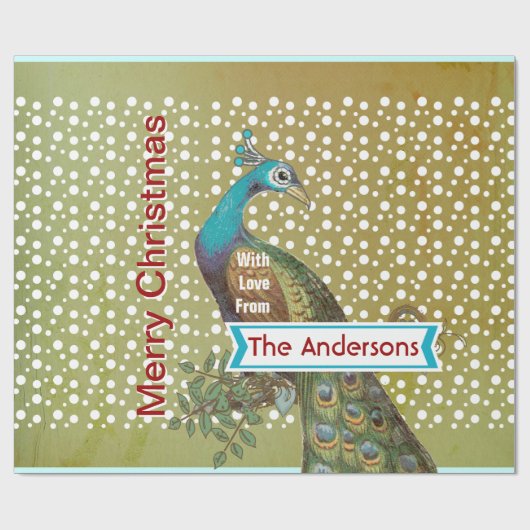 Personalisiertes Pfauenhaus Geschenkpapier (Flach)