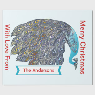 Personalisiertes Pfauenhaus Geschenkpapier