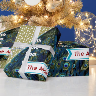 Personalisiertes Pfauenhaus Geschenkpapier