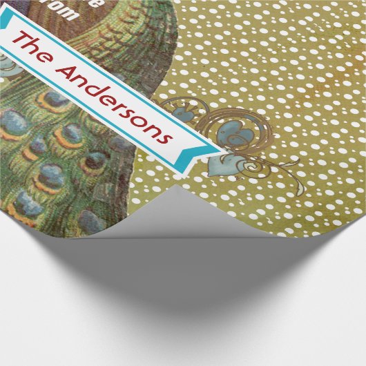 Personalisiertes Pfauenhaus Geschenkpapier (Ecke)