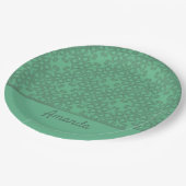 Personalisiertes Pfeffergrün Pappteller (Schrägansicht)