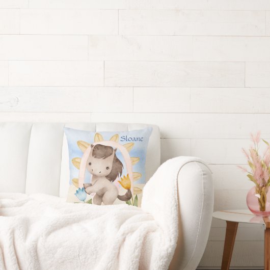 Personalisiertes Pferd, Baby Animals, Boho, Regenb Kissen (Liege)