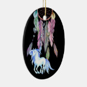 Personalisiertes Pferd, Dreamcatcher, Träume & Wün Keramik Ornament (Rechts)
