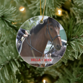 Personalisiertes Pferd Foto & Name Weihnachtsbaum Keramikornament