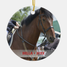 Personalisiertes Pferd Foto & Name Weihnachtsbaum Keramikornament