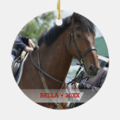 Personalisiertes Pferd Foto & Name Weihnachtsbaum Keramikornament (Hinten)