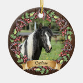 Personalisiertes Pferd Foto Rustikale Weihnachten Keramik Ornament (Vorne)