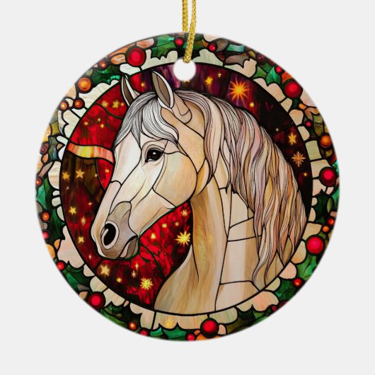 Personalisiertes Pferd Imitate Festgläserweihnacht Keramik Ornament (Vorne)