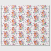 Personalisiertes Pferd mit Blume zum Geburtstag Geschenkpapier (Flach)