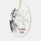 Personalisiertes Pferd Sketch Weihnachten Keramik Ornament (Links)