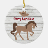 Personalisiertes Pferd und Cowboy Hat frohe Weihna Keramik Ornament (Vorne)